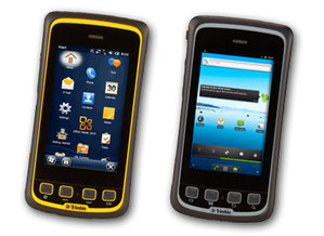 Ilustracja: Stylowy smartfon od Trimble'a  <br />
T41 z Windowsem (po lewej) lub Androidem (po prawej)