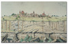 Ilustracja: <b class=pic_title>Profil gór Olkuskich, które koło miasta ku północy dają się widzieć</b> <br />
<br />
<b class=pic_description>Panorama Olkusza z przekrojem pionowym kopalni ołowiu, fragment, 1810 r.,rękopis wielobarwny, język polski, wymiary: 252,7 x 66,0 cm (wymiary całego planu), brak skali  AGAD, Zb. Kart. 565-8 </b> <br />
<br />
<b class=pic_author>fot.  autor: brak</b><br />
<br />
