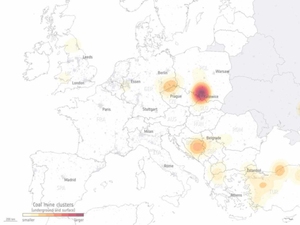 Ilustracja: Satelita wykrył spore stężenie metanu nad Polską <br />
Copyright: ESA (Data source: 'Global Coal Mine Tracker', Global Energy Monitor, January 2022)