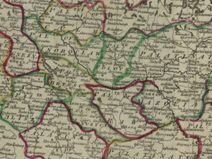 Ilustracja: Najlepsze prace dyplomowe z zakresu historii kartografii ponownie wyróżnione <br />
Fragment mapy "Poland and Prussia", John Russell, 1772 (źródło: Biblioteka Narodowa, Polona.pl)
