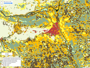 Ilustracja: Powstała mapa osadnictwa w sąsiedztwie obszarów naturalnych <br />
Interaktywna mapa WUI