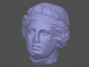 Ilustracja: Projekt Ptolemais, czyli doktorant WGiK PW na misji w Libii <br />
Fotogrametryczny model 3D głowy rzeźby